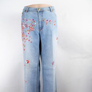 Lana Erica Boot 8 (29 X 30) Women's Jeans Embroidered Floral Design Lightweight
